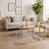 Abstract Red Leaf Swirl Area Rug