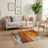 Modern Orange Sun Geometric Area Rug