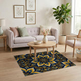 Navy Gold Mandala Floral Area Rug
