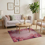 Pink Dahlia Cherry Blossom Floral Rug