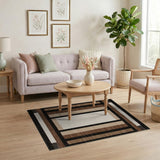 Brown and Tan Geometric Striped Area Rug