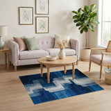 Navy Blue Overlapping Geometric Area Rug