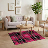 Pink Vibrant Pink Black Plaid Area Rug