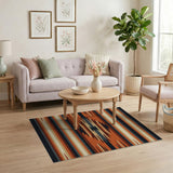 Southwestern Orange Black Stripe Geometric Rug