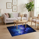 Abstract Area Blue and Teal Cosmic Nebula Galaxy Area Rug