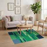 Geometric Shark Area Rug in Blue Teal