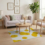 Cheerful Yellow Cartoon Peanut Pattern Rug