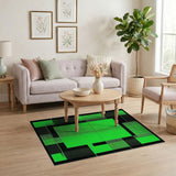Bold Green Black Geometric Modern Area Rug