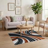 Grey Orange Abstract Swirl Area Rug
