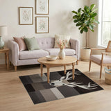 Grey Geometric Deer Head Area Rug