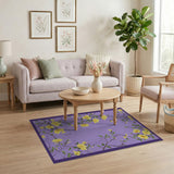 Purple Forsythia Floral Area Rug