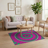 Vibrant Pink-Green Mandala Area Rug