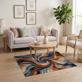 Dynamic Orange Swirl Abstract Area Rug
