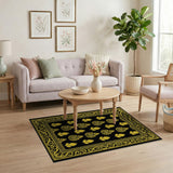 Elegant Gold Paisley Black Area Rug
