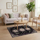 Purple Celestial Sun Moon Floral Area Rug