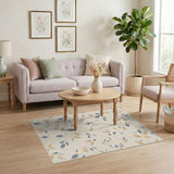 Blue Leaf Vine Washable Area Rug
