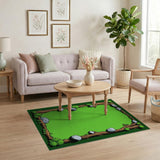 Cartoon Forest Log Frame Green Area Rug