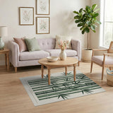 Stylized Green Bamboo Forest Area Rug