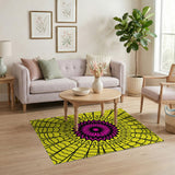 Vibrant Pink Flower Sunburst Yellow Mandala Rug