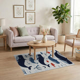 Playful Cartoon Whale Ocean Rug
