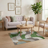 Modern Geometric Multi-Color Wave Area Rug