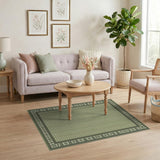 Emerald Green Leaf Motif Persian Area Rug