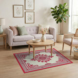 Red Ornate Red Floral Medallion Area Rug