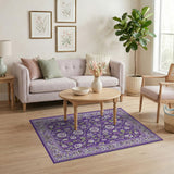 Traditional Persian Floral Purple Floral Persian Area Rug
