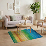 Geometric Modern Vibrant Horizontal Vibrant Multi-Color Horizontal Stripe Area Rug
