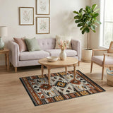 Brown and Tan Southwestern Geometric Area Rug in Brown Tan