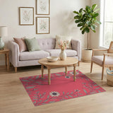 Vibrant Pink Sunflower Line Art Area Rug