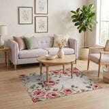 Pink Vintage Pink Rose Border Area Rug