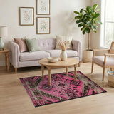 Hot Pink Distressed Southwestern Area Rug
