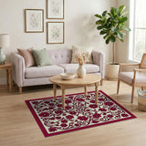 Vintage Red Floral Area Rug