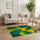 Vibrant Green Leaves Geometric Area Rug