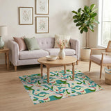 Vibrant Teal Green Abstract Area Rug