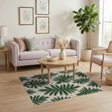 Green Fir Branches Gold Stars Area Rug