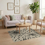 Modern Black Lines Abstract Beige Area Rug