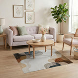 Abstract Organic Wave Beige Area Rug