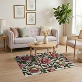 Vintage Pink Roses Trellis Area Rug