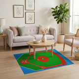 Kids Cartoon Baseball Diamond Area Rug