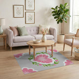 Pink Floral Heart Area Rug