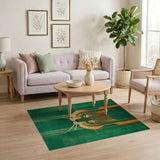 Geometric Tiger Face Area Rug - Green Orange