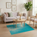 Teal Halftone Geometric Area Rug