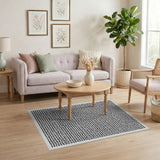 Black and White Black White Geometric Washable Area Rug