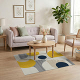 ODIKA Modern Abstract Geometric Washable Rug - Low Pile Non-Slip Area Rug