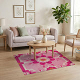 Vibrant Pink Floral Medallion Rug