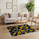 Yellow Modern Yellow Grey Geometric Area Rug