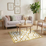 Gold Ornate Floral Area Rug