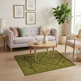 Yellow Black Geometric Labyrinth Rug